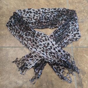 Brown Leopard Print Detailed Scarf